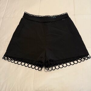 Spirito Black Tailored Shorts Sz. L Loop Trim Fully Lined Front Pockets Back Zip